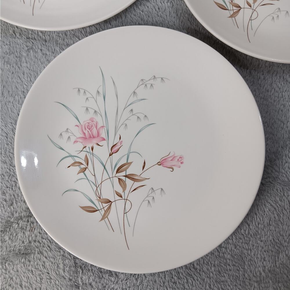 Set of 4 Vintage Mt. Rose by MOUNT CLEMENS 9" Dinner China Plates Pink Roses